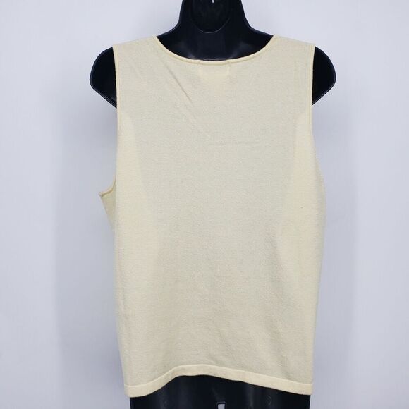 R&K Knitted Beaded Tank Top Sweater Blouse Size 16 Yellow V-Neck - Picture 7 of 8